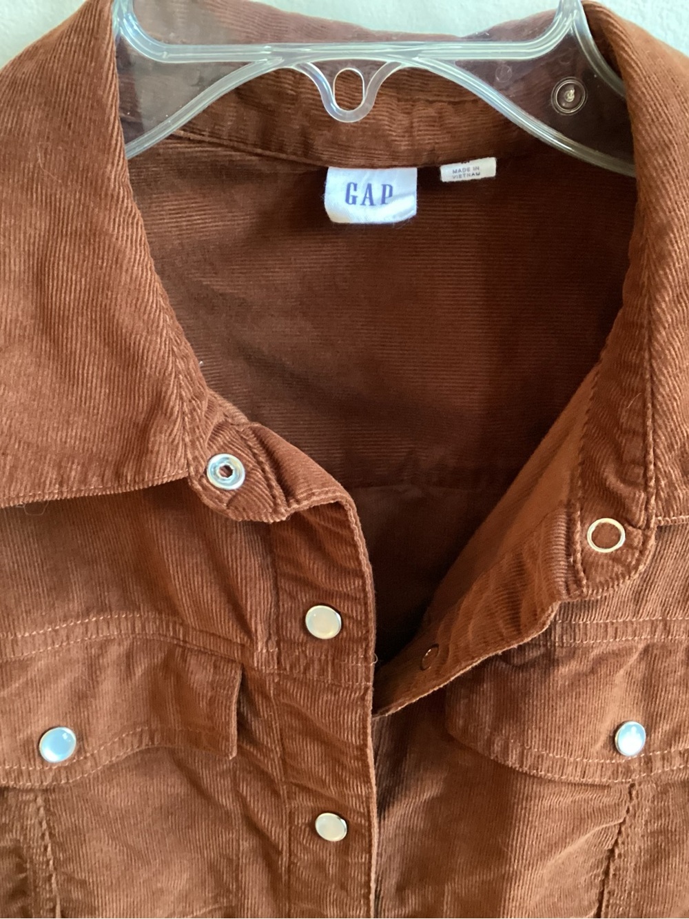 Gap Rust Brown Western Pearl Snap Front Corduroy Dress Misses size M - Picture 5 of 6